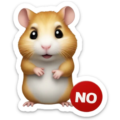 hamster holding a 'no entry' sign sticker