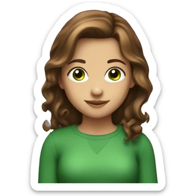 A girl whit brown hair and green eyes how smile but roll her eyes  sticker