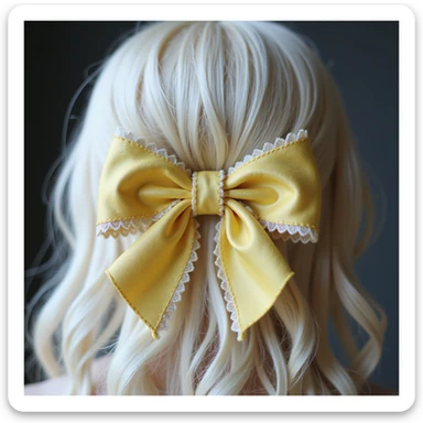 pastel yellow gothic bow and matching hair comb, lace and velvet details, photorealistic style, transparent background, variation 4 sticker