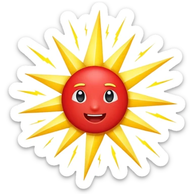 Rayos, electricidad, centellas con expresiones de alegría color rojo sticker