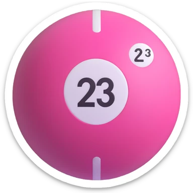 pink billiard ball with the number 23 inside a white circle sticker