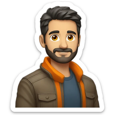 Hombre rubio con chaqueta naranja  sticker