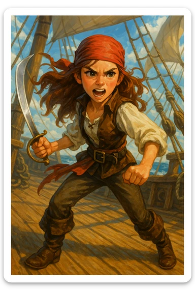 Une pirate  ( fille ) ados de 16 ans qui adore combattre en épée sticker