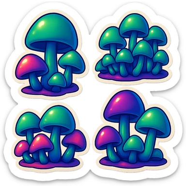 alien mushrooms. make a bunch of mushroom patches like the attached sticker