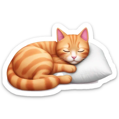 Pink cat sleeping on a white pillow sticker