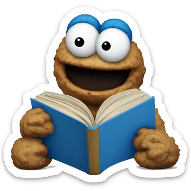 Cookie Monster reading  sticker