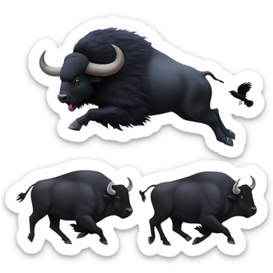 Buffalo chasing raven  sticker