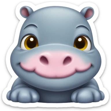 Cute baby hippo smiling sticker