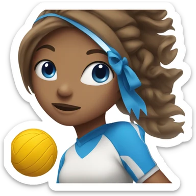 Girl with blue eyes and brown hair hitting volleyball  sticker