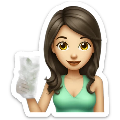 brunette girl with magnifying-glass drinking mojito sticker