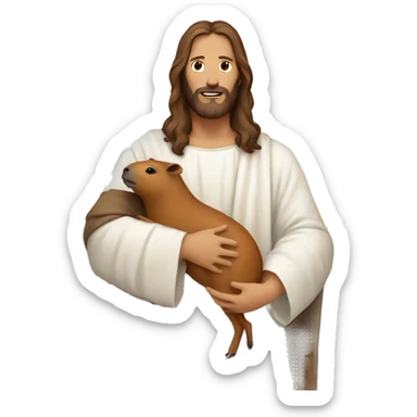 jesus holding capybara  sticker