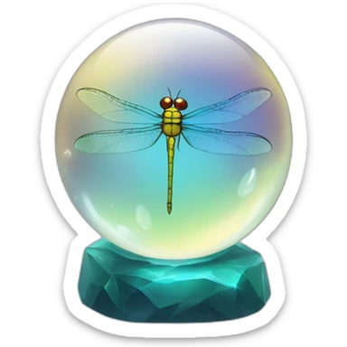 dragonfly in a crystal ball sticker