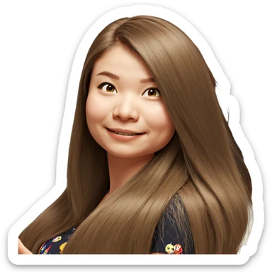 smiling girl with long hair sticker