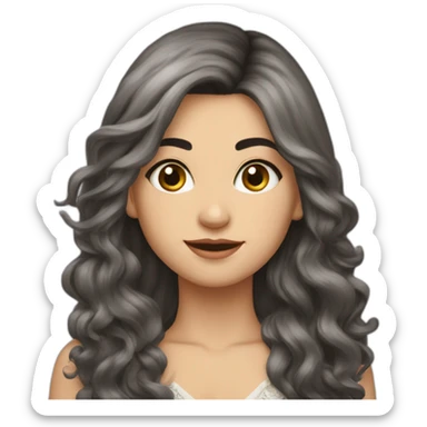 Uzbekistan rockstar girl Wave mid length hair with quitar sticker