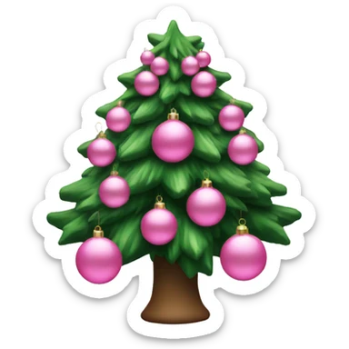 christmas tree with pink ornaments sticker