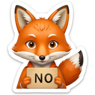 a fox HOLDING a no sign sticker