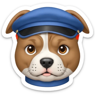 round circle puppy head uniform grey bleu staffy, stupid expression sticker