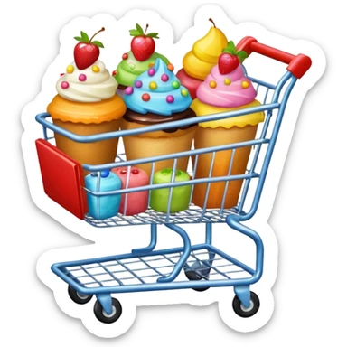 shopping cart with desserts sticker