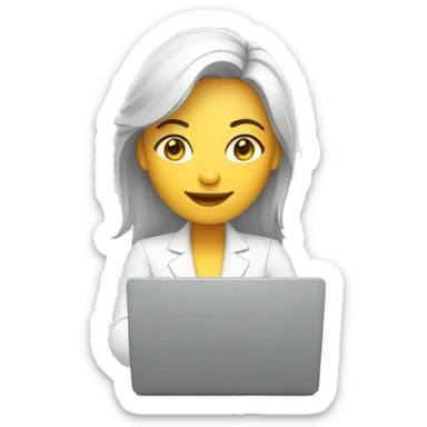 Una mujer blanca trabando en la laptop sobre edicion de video sticker