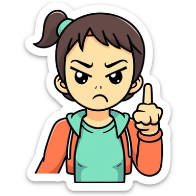 Angry girl middle finger sticker
