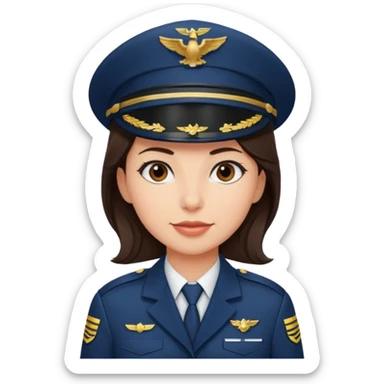 Airline pilot girl with dark brown hair sticker