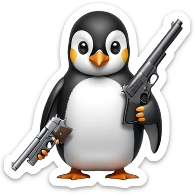 Pinguin mit pistole sticker