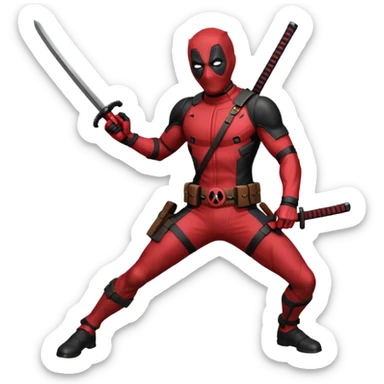 Deadpool with katana sticker