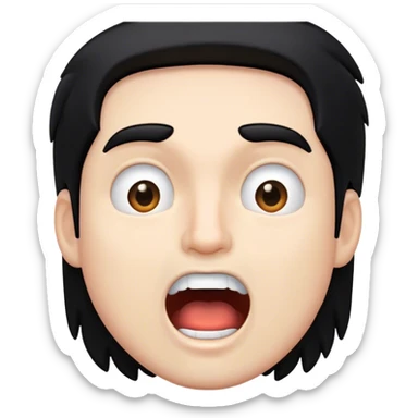 Mouth of white guy with black hair open sticker