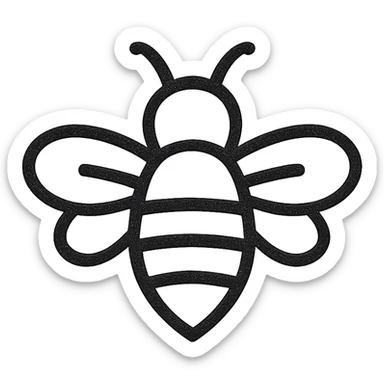 hand-drawn outlined bee icon sticker