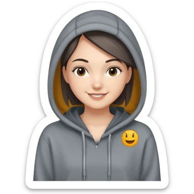 Sasha Gray in gray oversized hoodie full height sticker