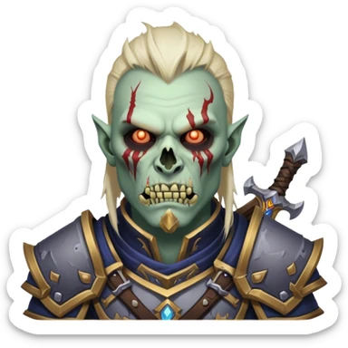 undead male warrior from world of warcraft sticker