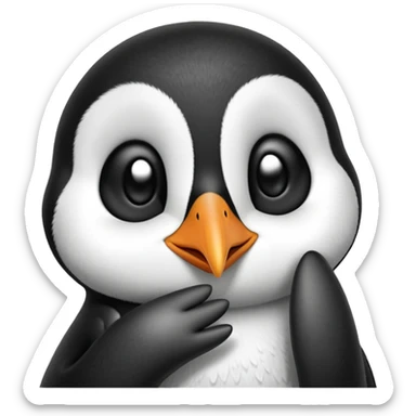 a penguin winking and shushing with one hand sticker