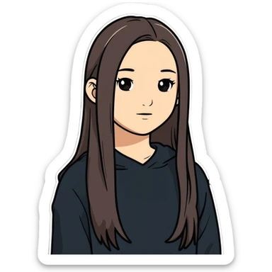 teenage girl with long hair sticker