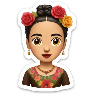 full body frida kahlo unibrow kid with paintbrush sticker
