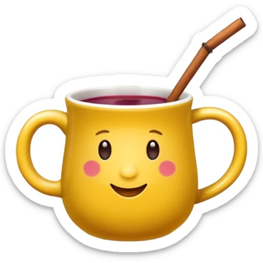a yellow mug with steaming mulled wine without face

 sticker