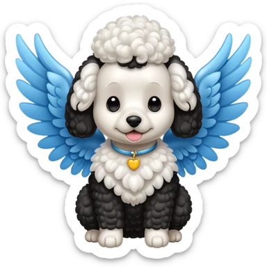 Perro french poodle mini blanco con Alas sticker