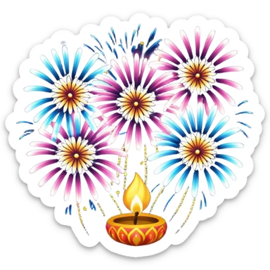 diwali fire works sticker