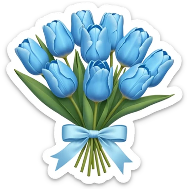 sky blue tulip bouquet with bow sticker