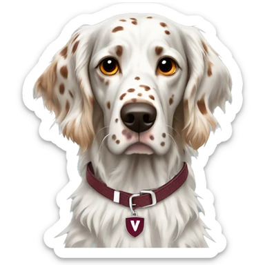 english setter with virginia tech collar  sticker