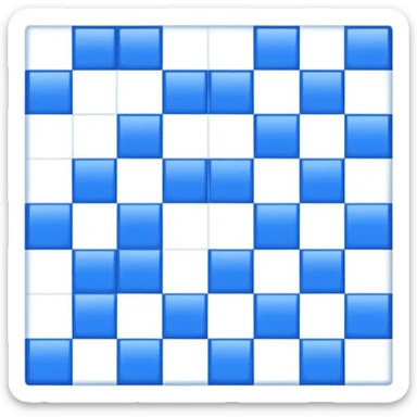 A square blue and check sticker