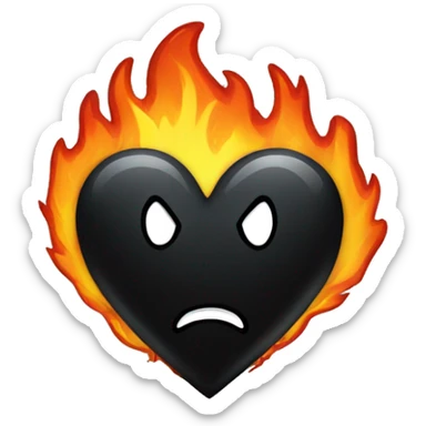 Black heart with fire sticker