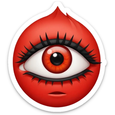 Quiero que mi emoji sea en ojo  👁 que sea de color negro total mete pero que el margen sea rojo con pestañas sticker
