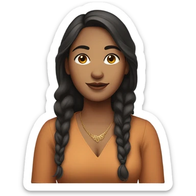 indian woman with light skin and dark hair with a middle part. she is curvy and has a freckle on her cheek sticker