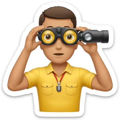 Male lifeguard – yellow shirt, binoculars in hand, scanning the sea, full body sticker