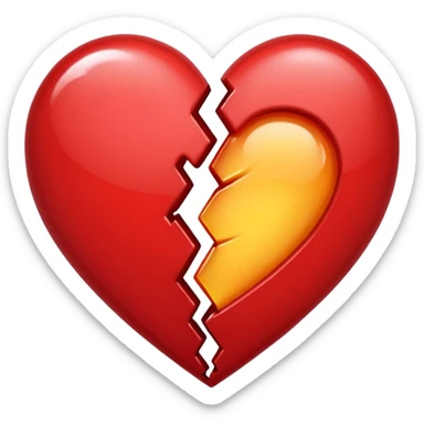heart broken in half red sticker