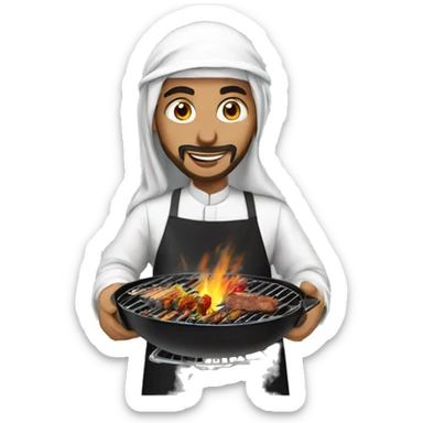 arab with abaya cooking barbecue sticker