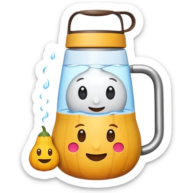 set: thermal water bottle, stainless steel cup and tereré gourd inside the cup, emoji style sticker