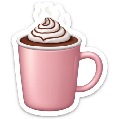 a regular light pink cup with hot chocolate in it, no designs sticker