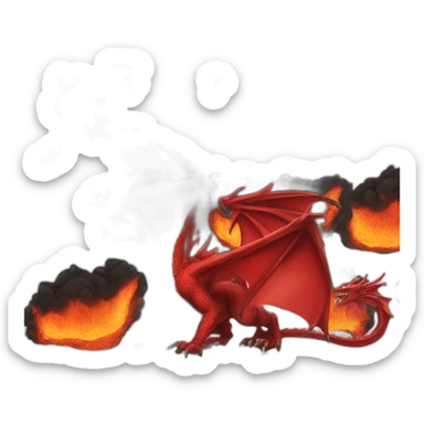 Red dragon in black flame sticker