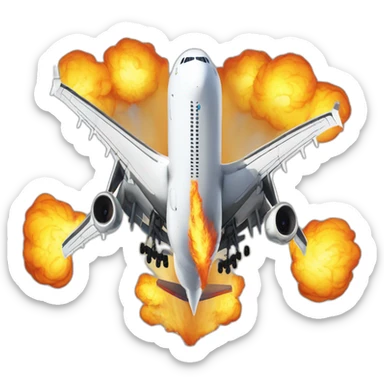 Airbus 320 with engines on fire sticker